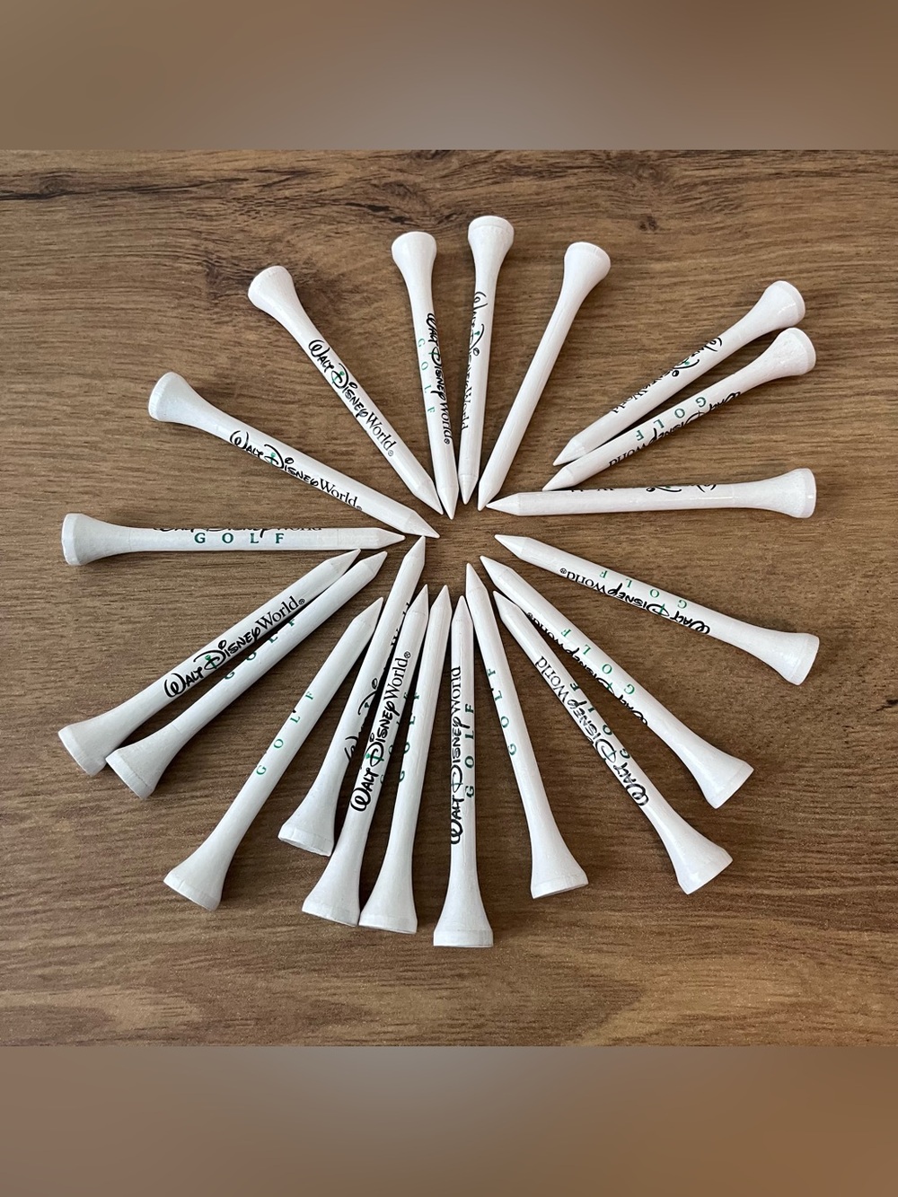 20 Count Walt Disney World Golf Tees - 2 3/4” Wood - Tall White Green Black NEW